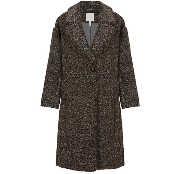 AVEC LES FILLES Fleece Bouclé Cocoon Coat - Gray - Double Breasted - Size XS - Picture 1 of 6